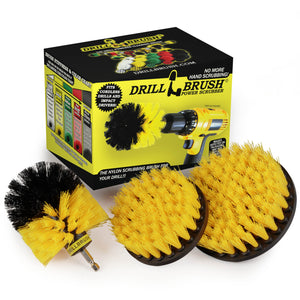 Original, 5in, and 4in Yellow Brushes - Medium Bristles - Bathroom & Shower Cleaning | Y-S-54O-QC-DB