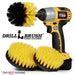 Drillbrush 54O Medium Yellow Bathroom Brush Kit with an Original brush in a cordless drill.