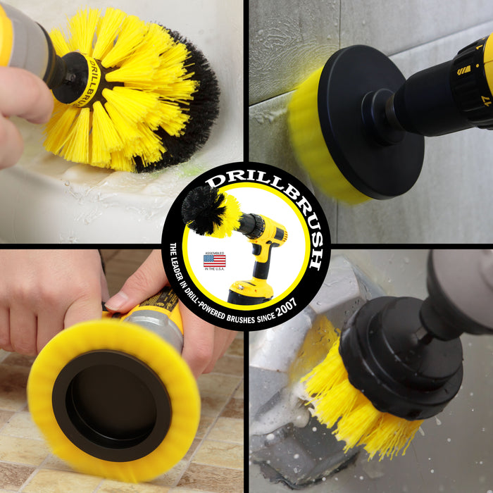 Edge, Original, 4in, & 2in Yellow Brushes - Medium Stiffness - Bathroom & Shower Cleaning | Y-S-E42O-QC-DB