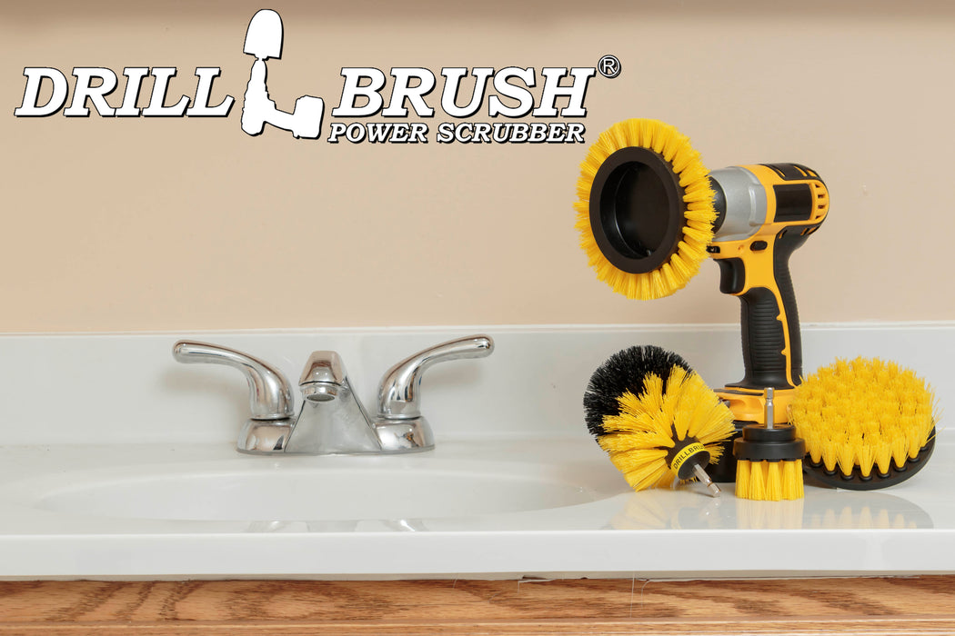 Edge, Original, 4in, & 2in Yellow Brushes - Medium Stiffness - Bathroom & Shower Cleaning | Y-S-E42O-QC-DB