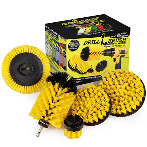 5in Flat Brush, 4in Flat Brush, 2in Short Brush, and Jumbo Original all in Medium Yellow - Bathroom Cleaning Products  | Y-S-E542J-QC-DB