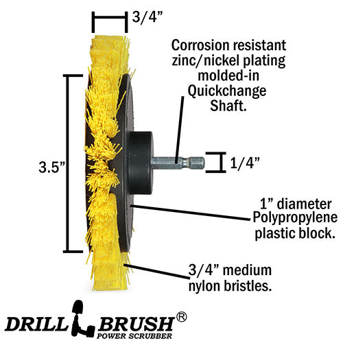 5in Flat Brush, 4in Flat Brush, 2in Short Brush, and Jumbo Original all in Medium Yellow - Bathroom Cleaning Products  | Y-S-E542J-QC-DB